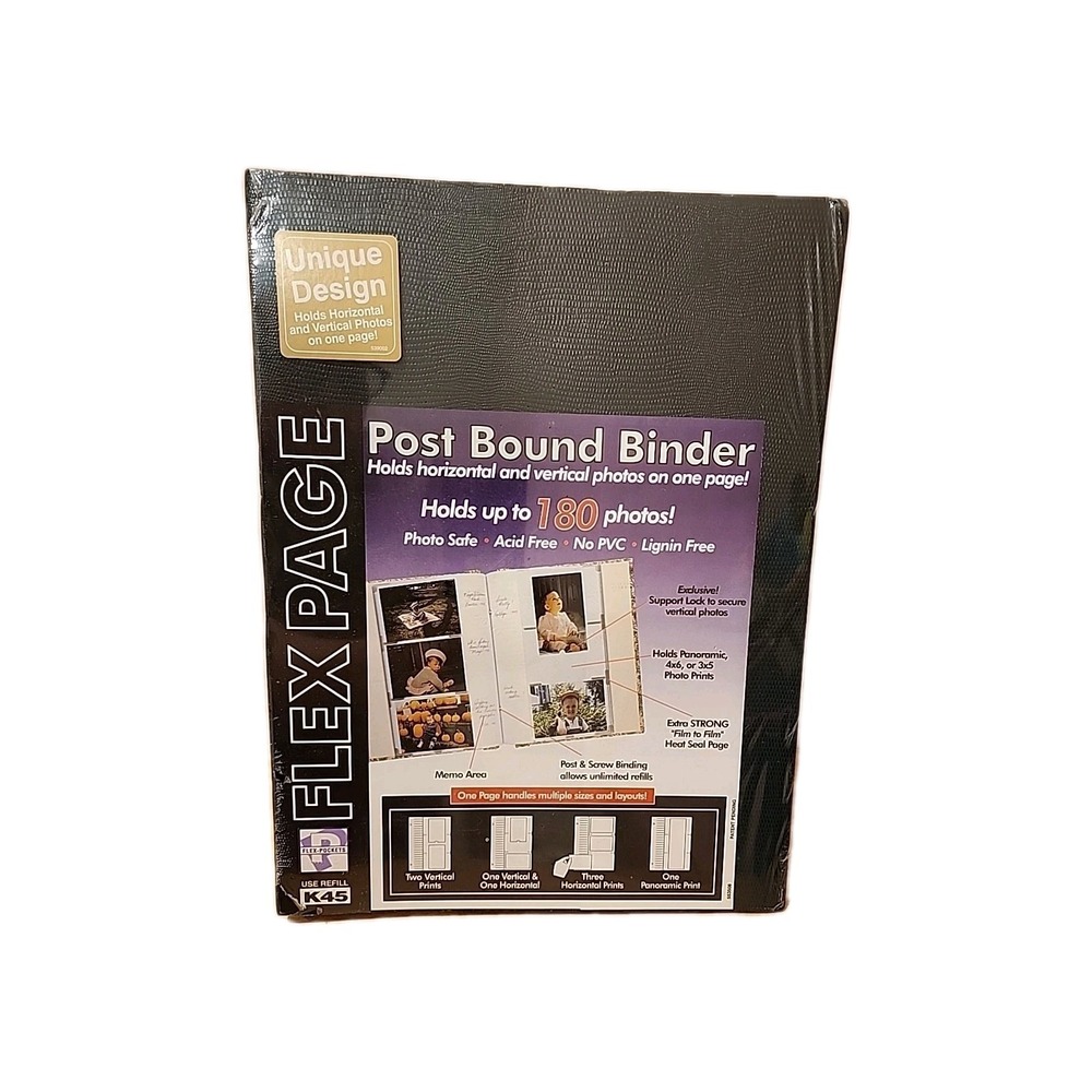 Flex Page Post Bound Photo Album Binder Holds 180 Photos New‎
